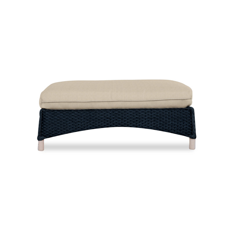 Mandalay Outdoor Ottoman, Callen Celadon, Ebony