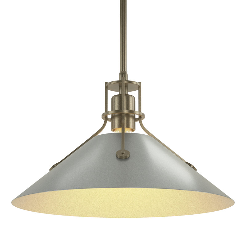 Luminaire suspendu conique à 1 lumière Henry, Platine rétro, Or doux, H 56,3 po x l 14,4 po x P 14,4 po