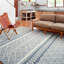 Tapis bleu / gris / beige en laine noué à la main Isidore-1249825728