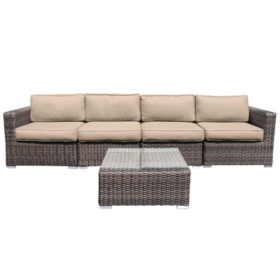 Demarest Fully Assembled 4 Person Seating Group with Cushions | Convenient wicker patio sofa