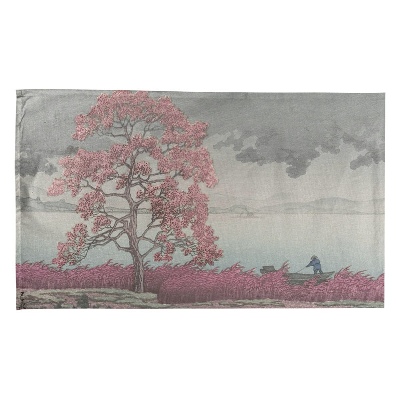 Serviette de thé sur le shore, Sergé de coton, Rose