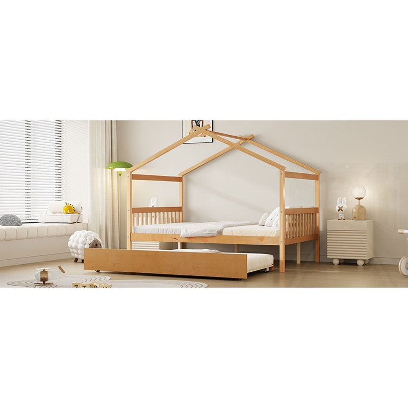 Lit en bois avec couchette, Complète , Naturel