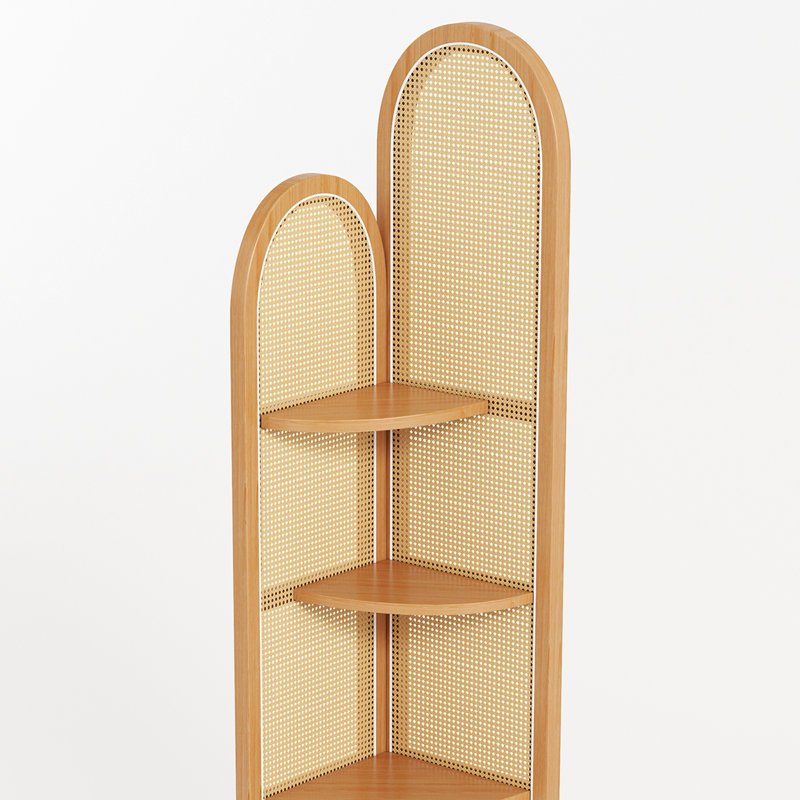 Rattan Corner Bookshelf Stand, Natural
