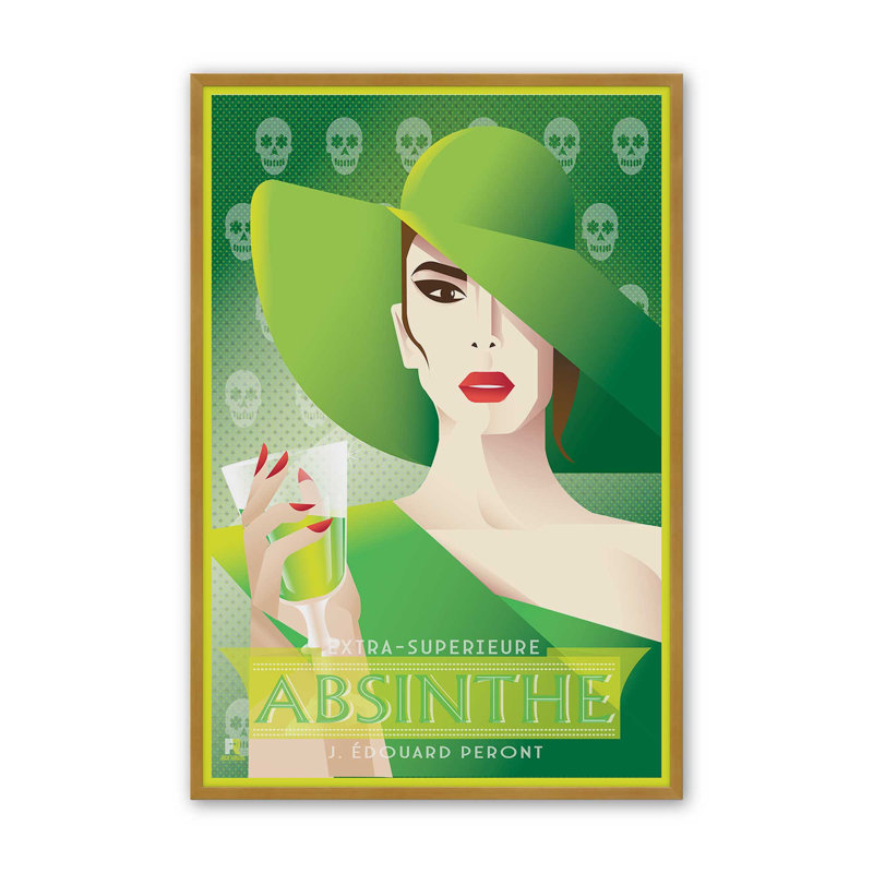 Absinthe Reverie Art Print, Framed Print without Mat, Polished Gold, 17.25" H x 13.25" W