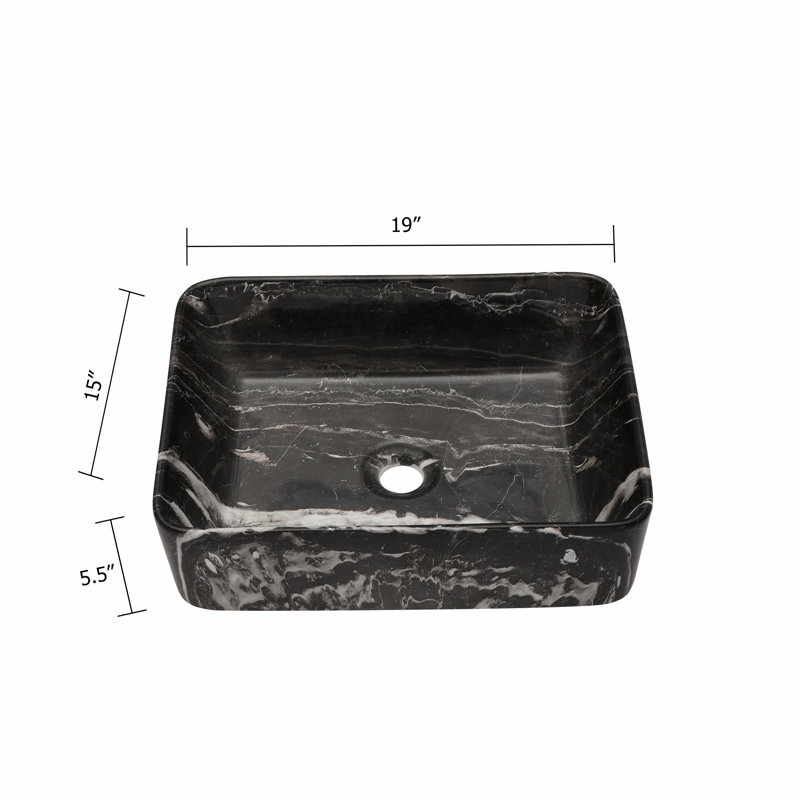 Elegant Ceramic Sink, Rectangular Vessel Bathroom Sink