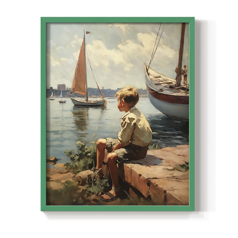 NAUTICAL Series DCII Framed Print - Solid Wood, Green, 30" H x 24" W