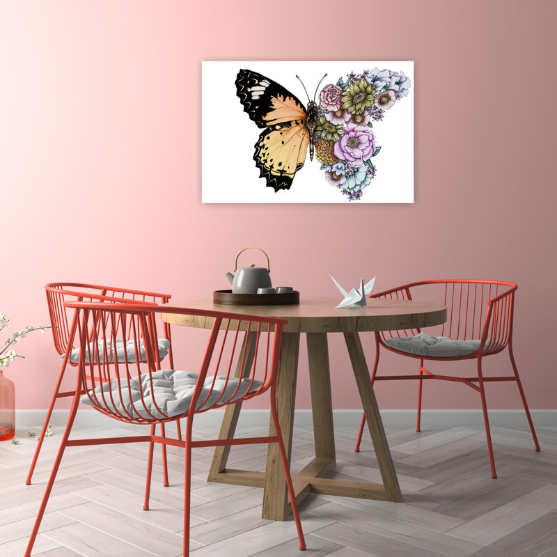 Floral Butterfly Wings Colorful Delicate Elegant Butterfly Flower Nature Wall Art Print by EC Mazur - Print