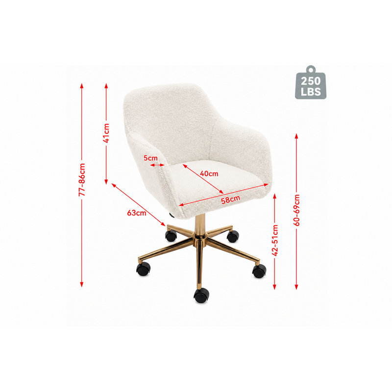 Inbox Zero Office Chair, White, White