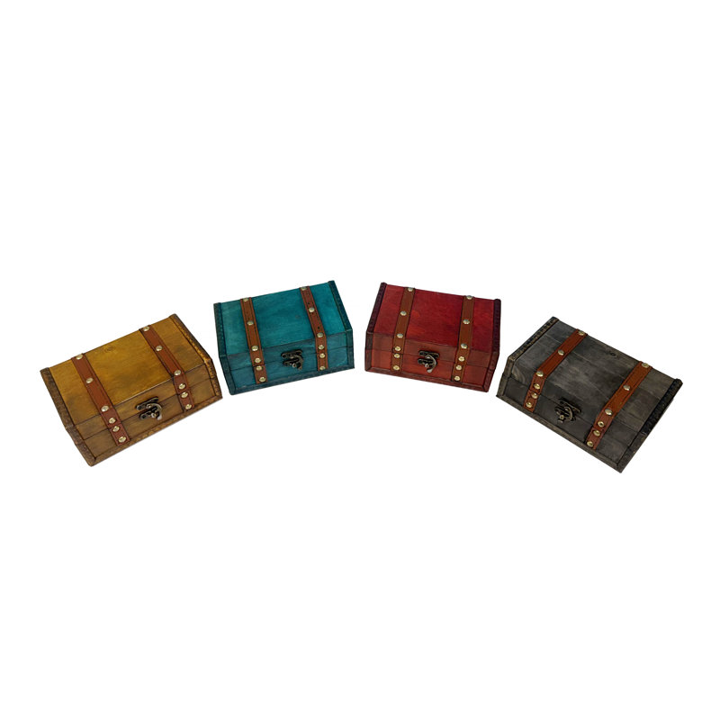Ensemble de 4 mini boîtes de rangement assorties.