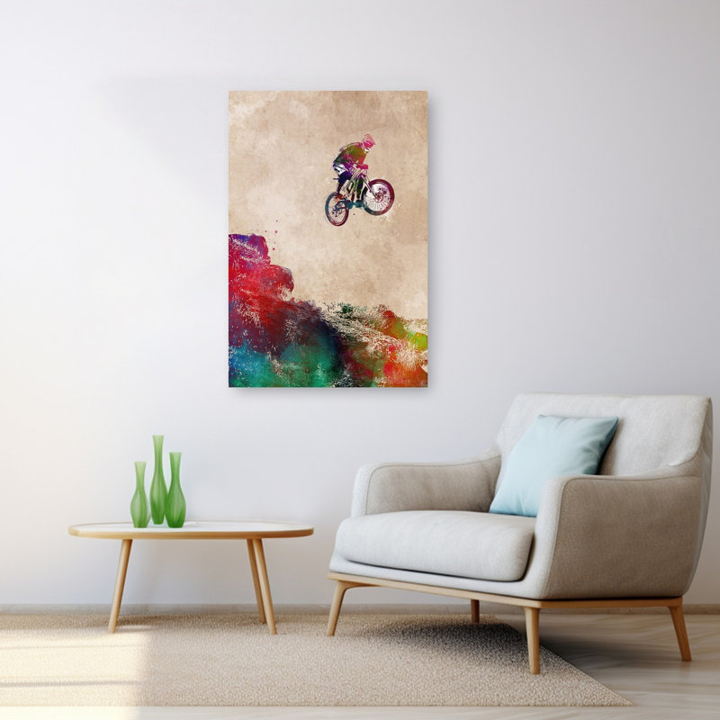 «Extreme Bike Jump», art mural contemporain, 48" H x 32" W