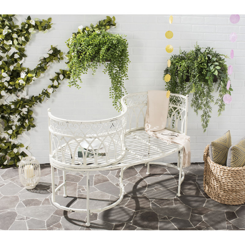 Banc tête-à-tête en fer Yelverton, Blanc antique