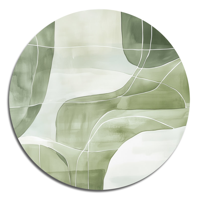 Sage Lines - Abstract Modern Transitional Round Metal Wall Decor, 29" W x 29" H