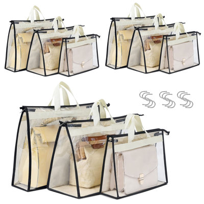 9 Pack Dust Bags For Handbags, Clear Handbag Storage, Purse Storage Organizer For Closet, Purse Cover Hanging Closet Organizer With Zipper