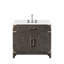 Meuble-lavabo simple en chêne brun 36 po X P 22 po D, plateau en marbre de culture et robinet-117980297