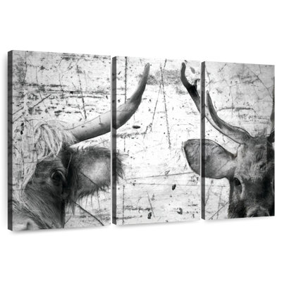 Vache et cerf Brampt - noir et blanc