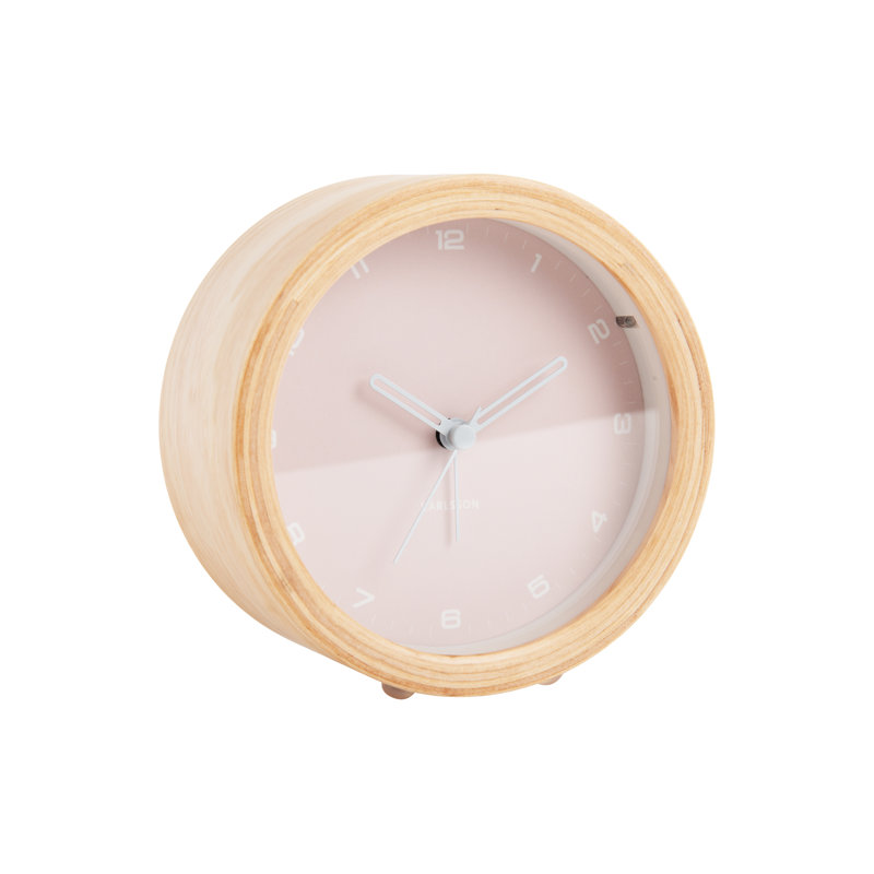 Wood Mechanical Alarm Tabletop Clock, Pink