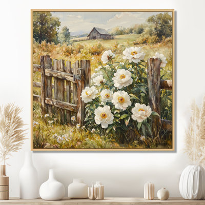 Pivoines par la porte de la ferme V - Art mural pivoines