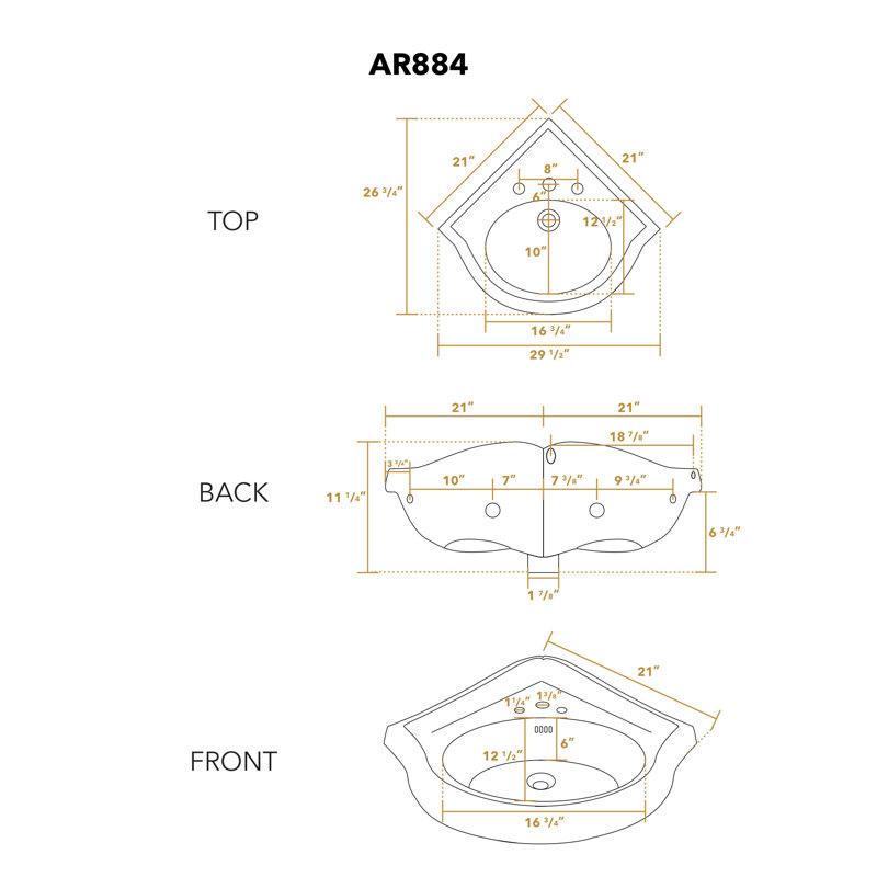 Viterous China 29.5'' L Bathroom Sink, 8" Centers