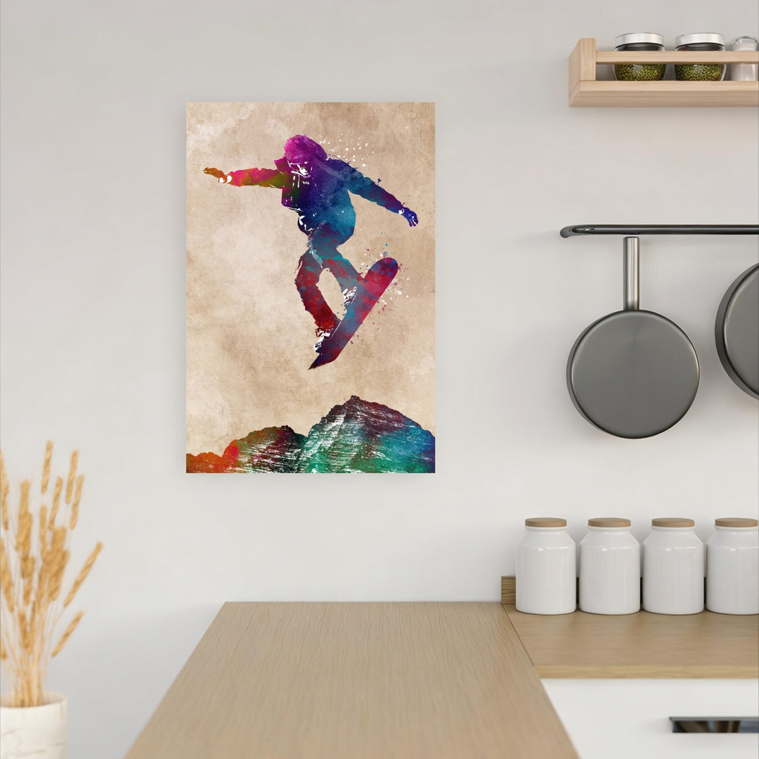 Vibrant Snowboard Jump Abstract Contemporary Winter Landscape Wall Art Print