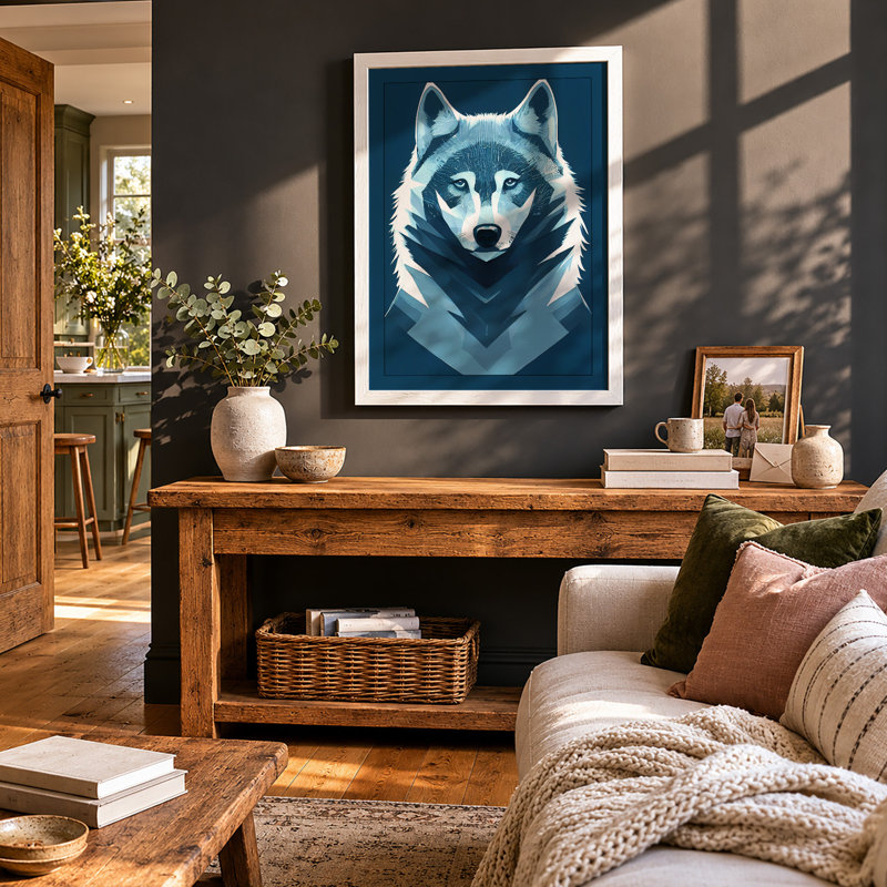 Wolf Geometric - Print, A2 - 59.4 x 42.0 cm, White