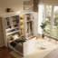 Lit simple escamotable avec garde-robe, tablettes à DEL et rangement supérieur-130819529