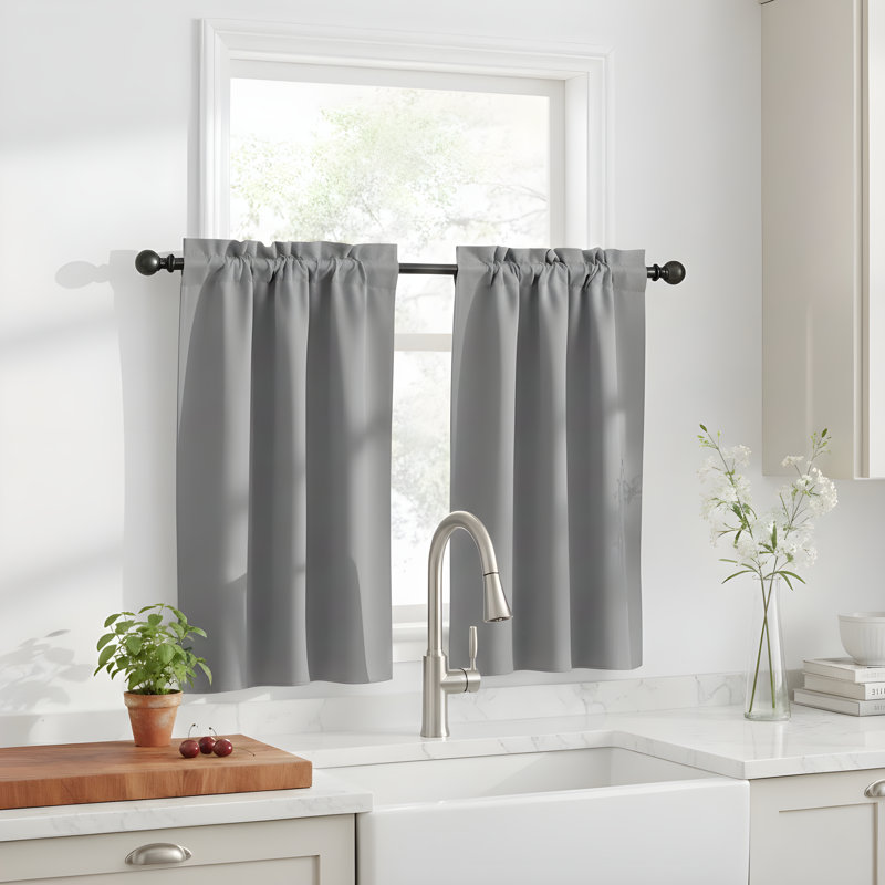Polyester Blackout Rod Pocket Valance, 29" W x 36" L, Silver Gray