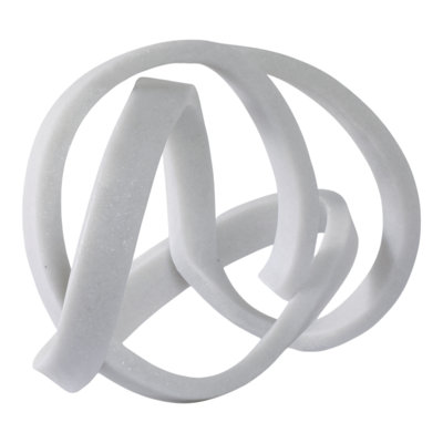 Decorative Abstract Circular Loop Statue Sculpture For Home Decor - Contemporary Decorative Objects For Living Room And Tabletop Styling - 16", White