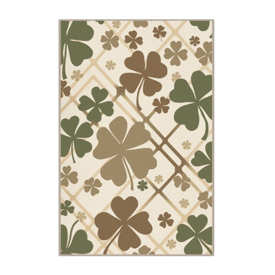 Machine Washable Pascasio Clover Preppy Geometric Rug in Beige – Beige Binding