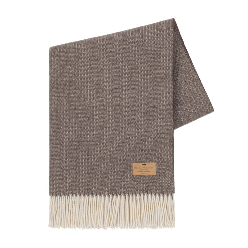 Pinstripe Cashmere/Lambswool Throw, Mocha