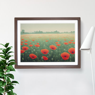 Appealing Poppy Field Flowers 1 Piece Single Picture Frame Wall Art