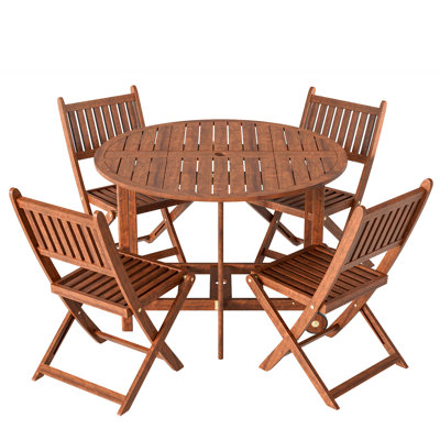 Ensemble de patio pliable en bois d'acacia