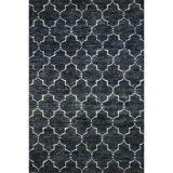Tomeki Geometric Hand Knotted Dark Blue Area Rug
