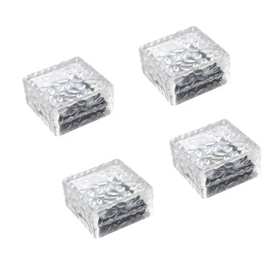 4-Pack Silver Solar Powered Integrated LED Step Light, 2.2" Waterproof LED Landscape Lighting