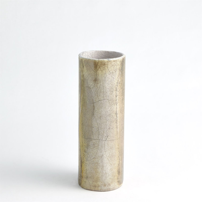 Golden Raku Vase, 13.5" H x 4.5" W x 4.5" D