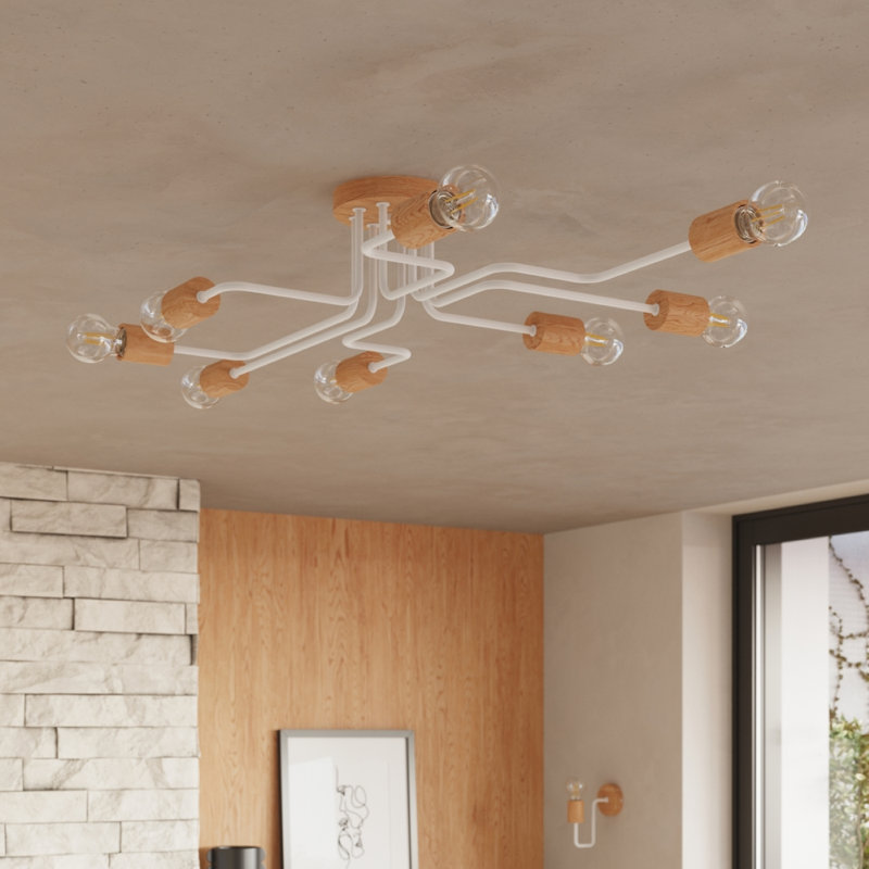 Chandelier, 16.5cm H x 60cm W x 100cm D, White, 8 Lights