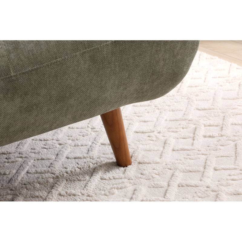 Akil  3 Seater Chenille Sofa Bed, Medium Brown Legs, Olive