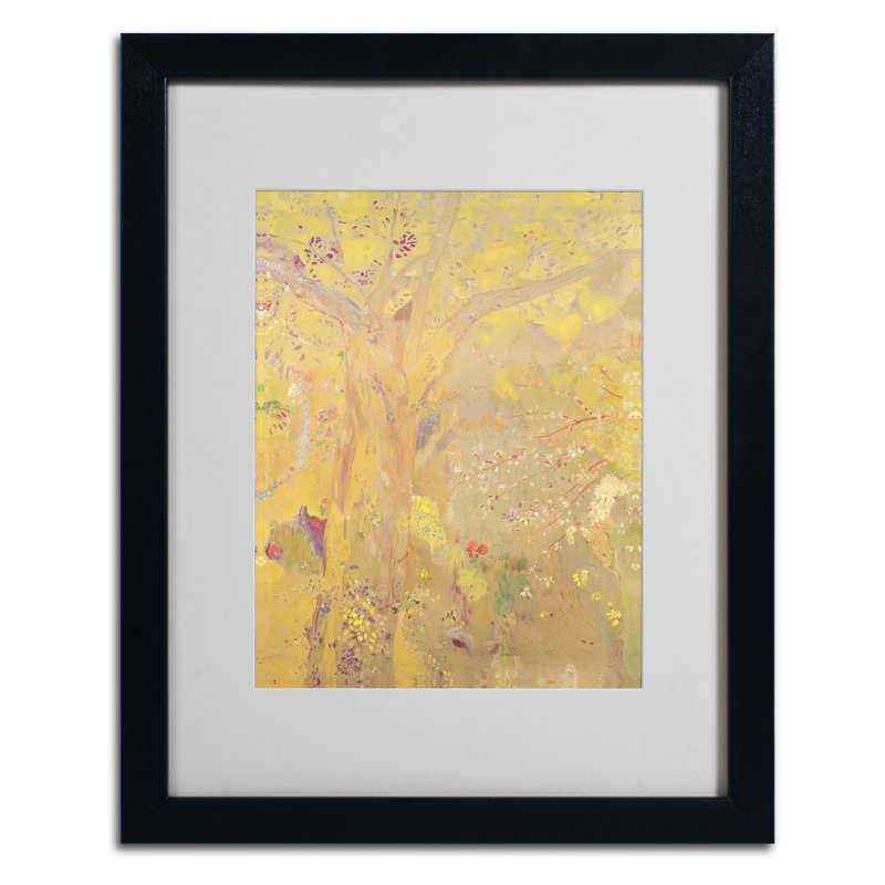 « yellow tree 1900 » par redon odilon, reproduction d’art encadrée, H 20 po x l 16 po x P 0,5 po, Noir