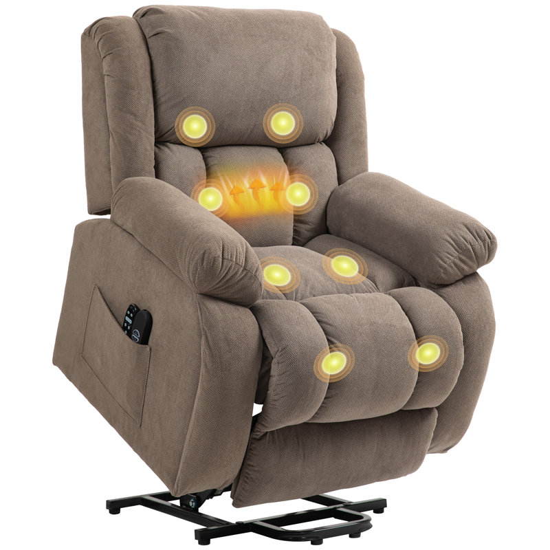 93cm Wide Velvet Lift Assist Standard Recliner, Light Brown
