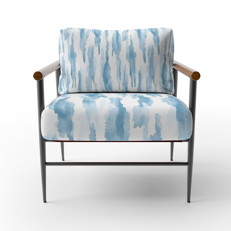 Chaise rembourrée moderne avec accoudoirs bleus Cascade, Accoudoirs ronds