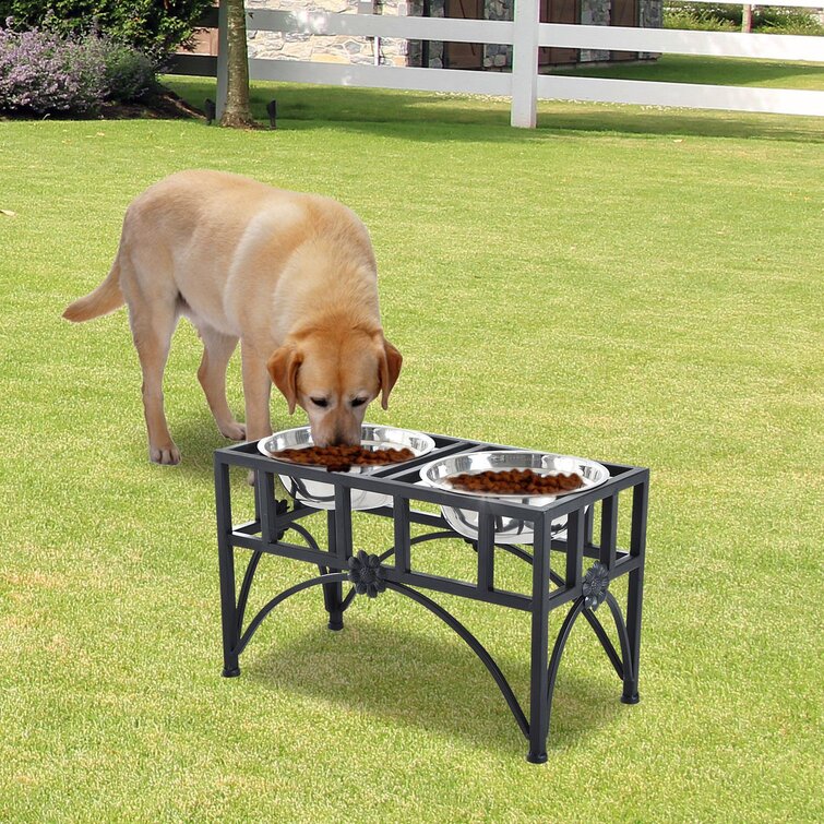 Double Stainless Steel Elevated Feeding Station Tucker Murphy Pet Size: 13.8 H x 22.8 W x 11 L