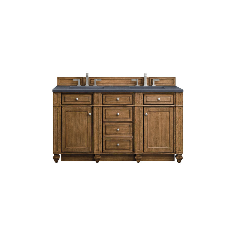 Bristol 60'' W Double Vanity, Saddle Brown, Charcoal Soapstone, 8" Widespread