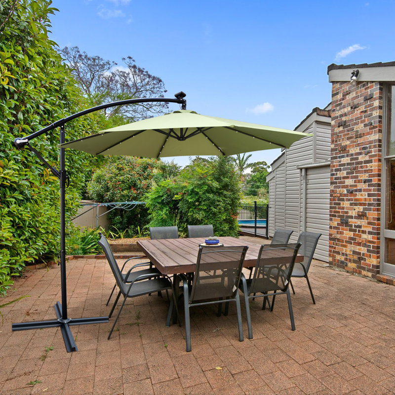 Parasol en porte-à-faux illuminé 120 "Genera, Vert lime