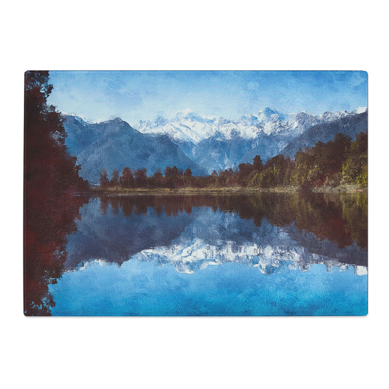 Tempered Glass Lake Matheson in New Zealand Chopping Board, 20 cm x 28.5 cm