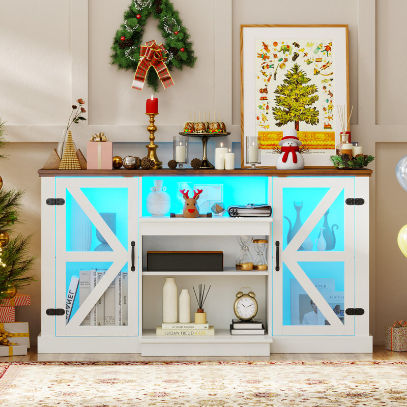  59'' Media Console Table w/3-Level Shelves LED Lights 22 Dynamic Modes 20 Modes