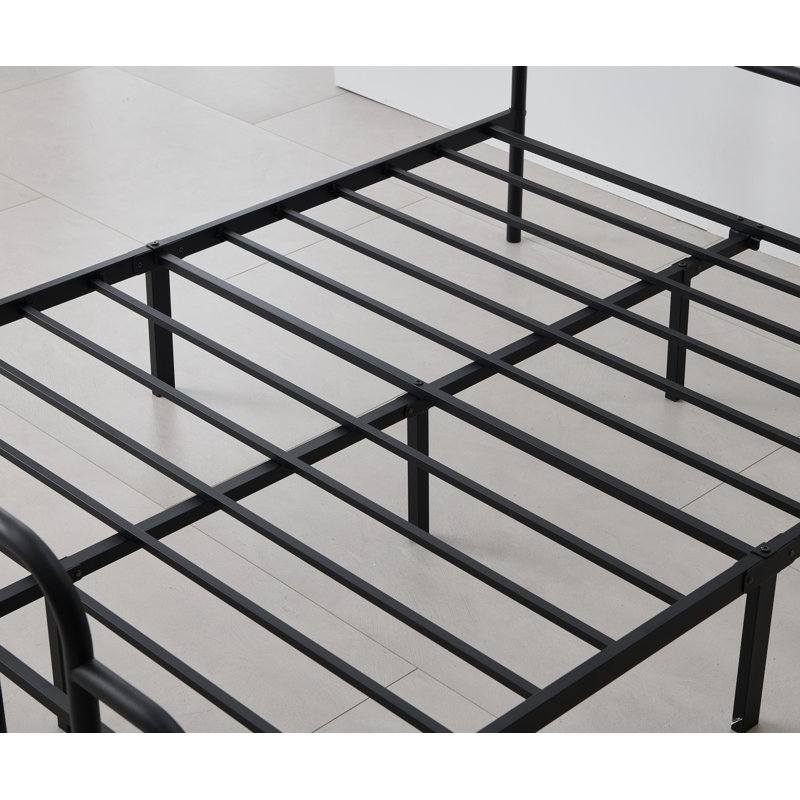 Lit plateforme en métal Gurtha, Noir, Double