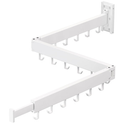 Clothes Drying Rack,Laundry Space Saver Wall Mounted,Retractable,Collapsible(Tri-Fold), White Color Rack Clothing