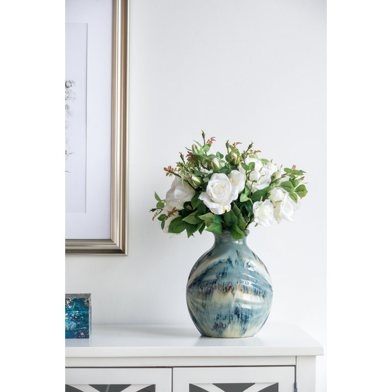 Vase réactif glacé - 8,7 po x 8,7 po x 11 po - bleu / brun