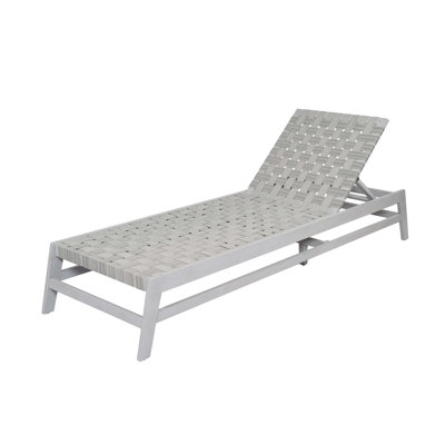 Outdoor Rope Chaise Lounge, Adjustable Wood Frame With Stylish Rope Seating