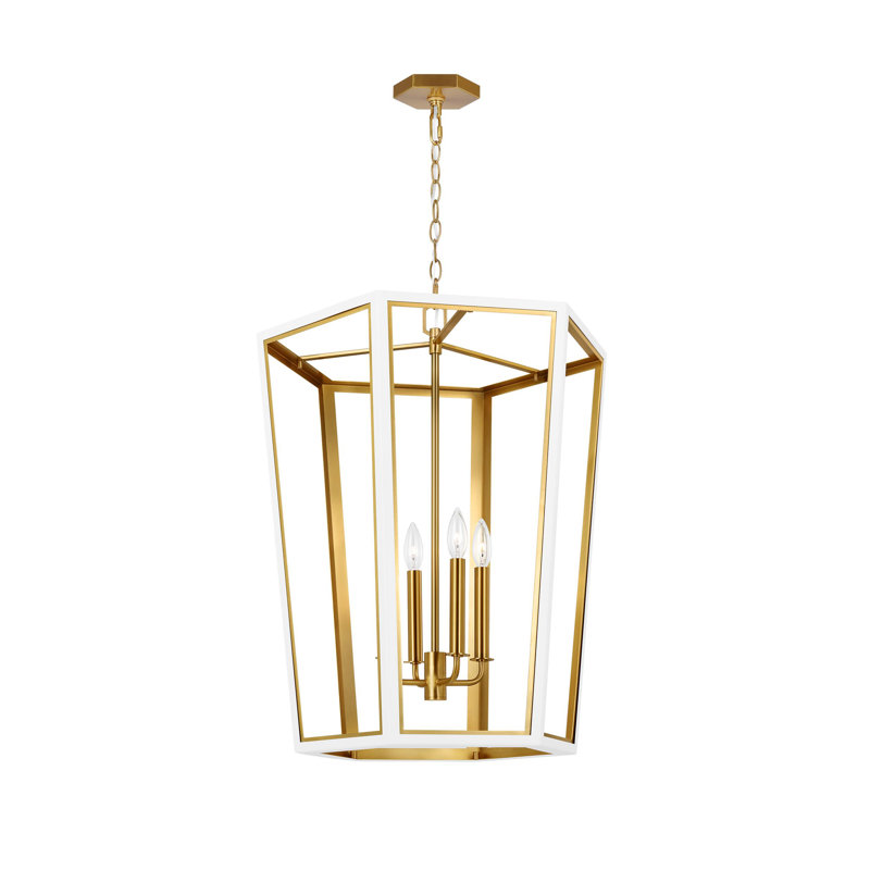 Curt 4 - Light Chandelier, Matte White/Burnished Brass