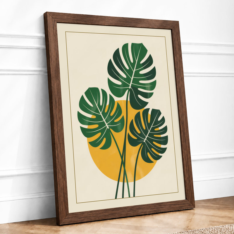 Monstera Trio Botanical - Framed Print, Walnut, A3 - 42.0 x 29.7 cm